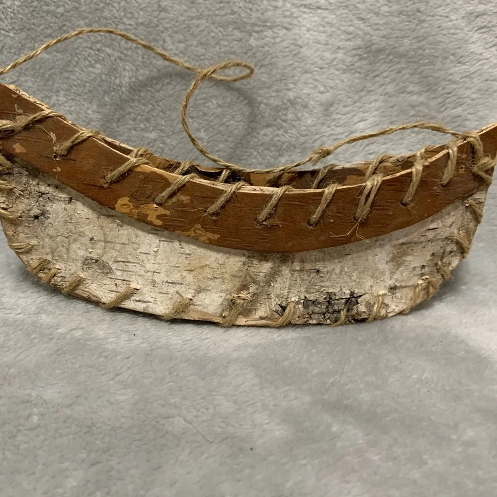 Handmade Birch Bark Miniature Canoe Ornament Rustic‎ Cabin Lodge Decor 7.5 Inch